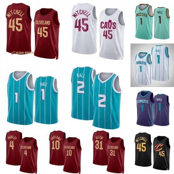 

lamelo 1 ball basketball jerseys donovan 45 mitchell edition city terry 3 rozier iii gordon 2022 hayward evan 4 mobley darius 10 garland jar, Black;red