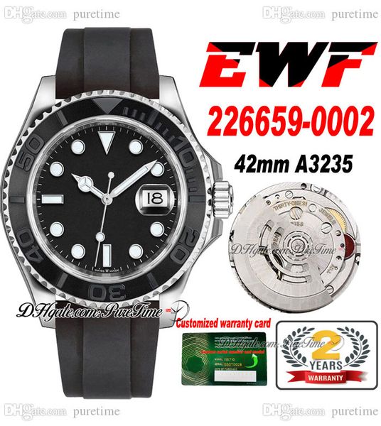 

ewf ym 42mm 226659 a3235 automatic mens watch steel case ceramics bezel black dial 904l steel oysterflex rubber strap super edition same ser, Slivery;brown