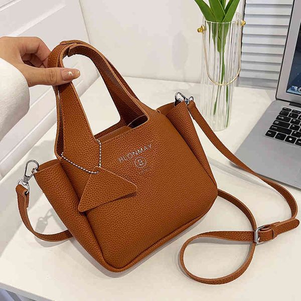 

messenger bags new bag women's one shoulder bag style texture lychee pattern handbag small simple bucket handbags
