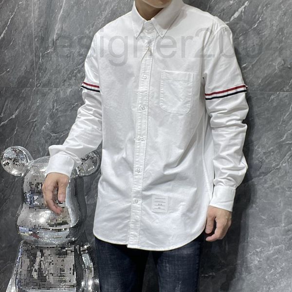

men's casual shirts designer fashion brand casual shirt 2022 spring and autumn fashion new tb men's two sleeve ribbon lapel long s, White;black