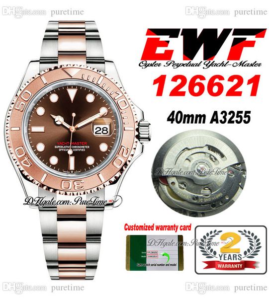 

ewf ym 126621 cal a3235 automatic mens watch 40mm chocolate dial 904l steel case and bracelet super edition watches same serial warranty car, Slivery;brown