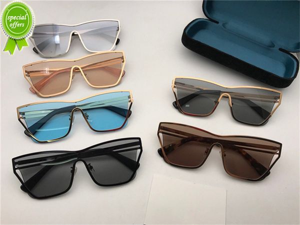 

designer brand sunglasses new fashion 0252 sunglass conjoined lens eyewear metal super men and women simple rt the uv400 protective with cas, White;black