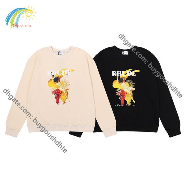 

rhude angel with gods help sweatshirts men women 1 1 tags heavy fabric rhude hoodie black apricot splicing oversized pulloverre11