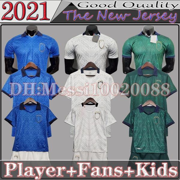 

2021 italy soccer jersey home away jorginho el shaarawy bonucci insigne bernardeschi men player fans kids kit football shirts, Black