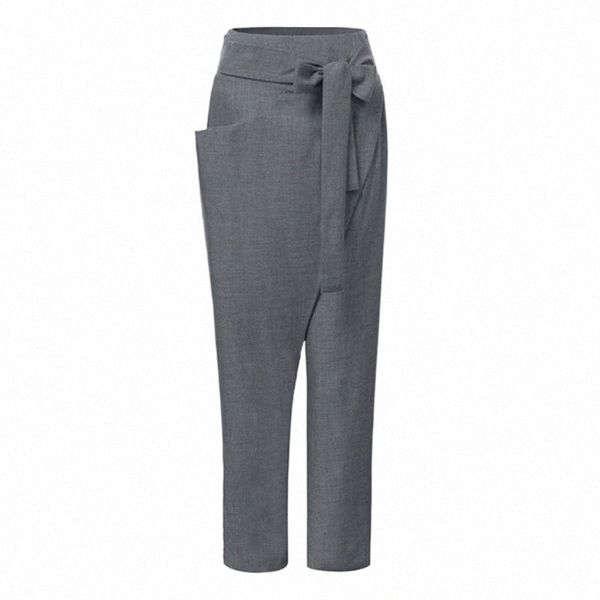 

women's pants & capris women's pants & capris stylish trousers solid color belt streetwear irregular pockets h13u#, Black;white