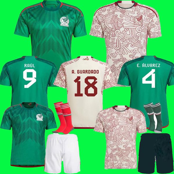 

player version fans 2022 2023 mexico soccer jersey green national copa america 19 21 22 23 chicharito lozano guardado carlos vela raul men k, Black;yellow