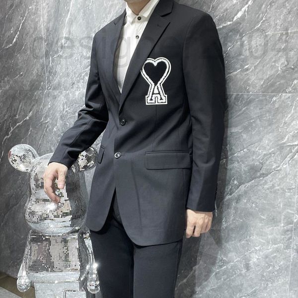 

men's suits & blazers designer british fashion brand suit autumn winter 2022 new love letter towel embroidery men's women's m, White;black