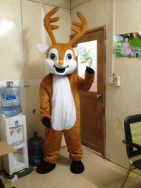 

2022 factory direct sale halloween elk mascot costume customize cartoon deer anime theme character size christmas carnival fancy dress, Red;yellow