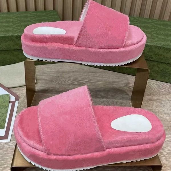 

slippers 2022 womens fashion embroidered canvas designer slides slip on slippers girls canvas covered platform sandals and dust bags size35-, Black