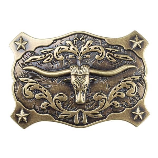 

alloy bull head belt buckle square cowboy western belt accessories, Slivery;black