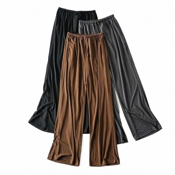 

women's pants & capris women's pants & capris t moda 2021 spring summer women wide leg cupro silk solid elastic waisted long offic, Black;white