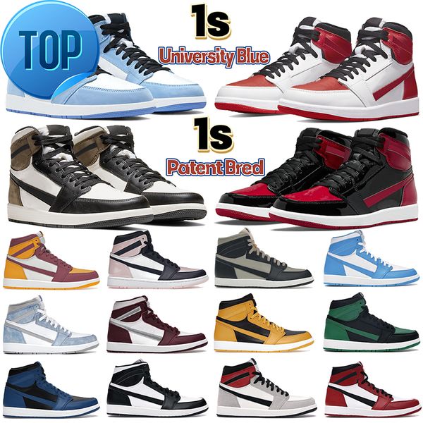 

boots gai mens 1 high og 1s basketball shoes university blue patent bred heritage brotherhood 85 georgetown dark mocha black white shattered