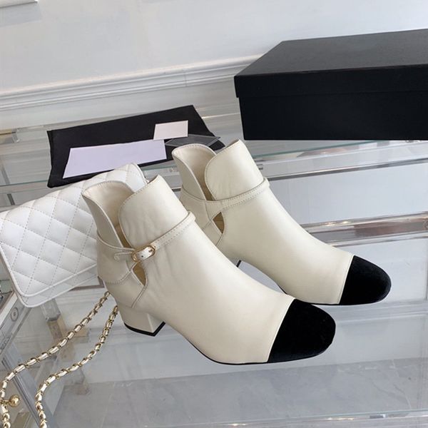 

the latest autumn and winter ankle boots lambskin leather middle heel fashion womens boots, Black