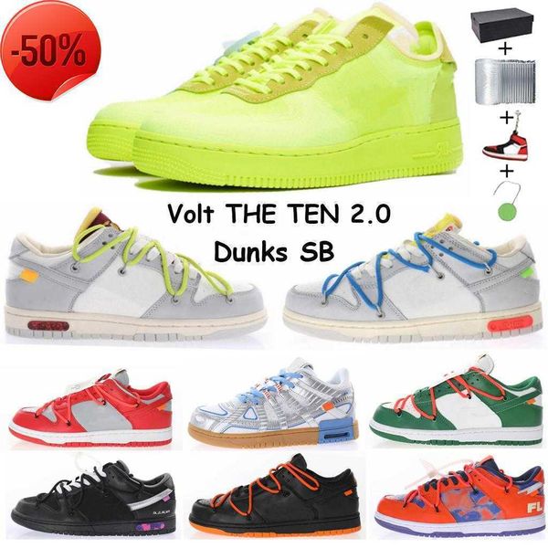 

boots 2022 new off authentic dunks sb 01 of the 50 05 collection sail shoes rubber white x volt ten 2 .0 chicago black pink orange blue shoe