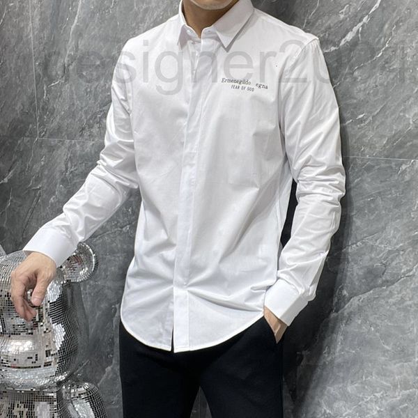 

men's casual shirts designer 2022 spring and autumn new fashion brand simple letter printed non iron business casual long sleeve 35zq, White;black