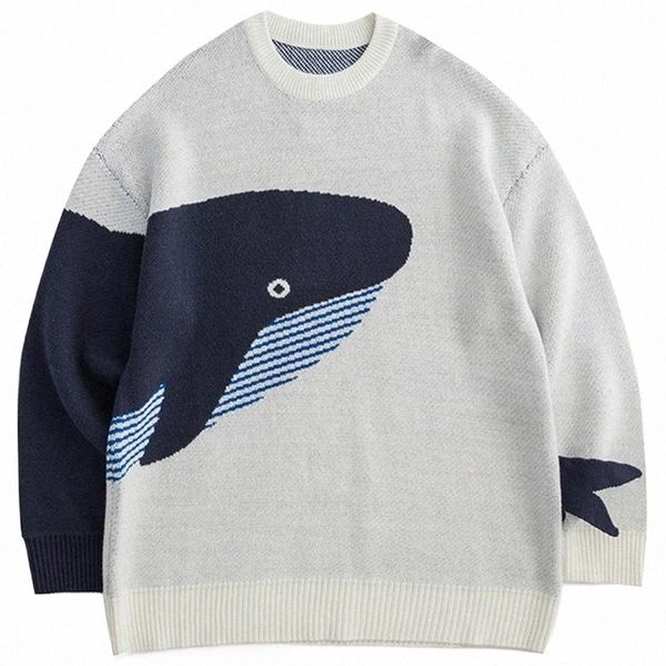 

men's sweaters men's sweaters lacible whale knitted autumn winter sweater pullover men women jumpers harajuku knit cotton man str, White;black