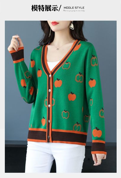 

good quality women's sweaters long sleeve v neck new women knitted cardigan girls apples sweater fashion lovely cartoon sweet pullover, White;black