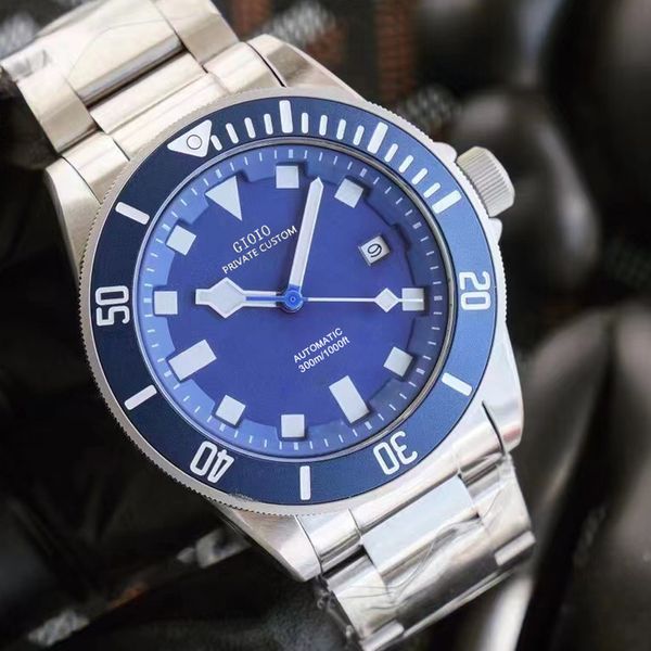 

42mm mens automatic mechanical watch blue black green ceramic bezel stainless steel luminous91050260548805, Slivery;brown