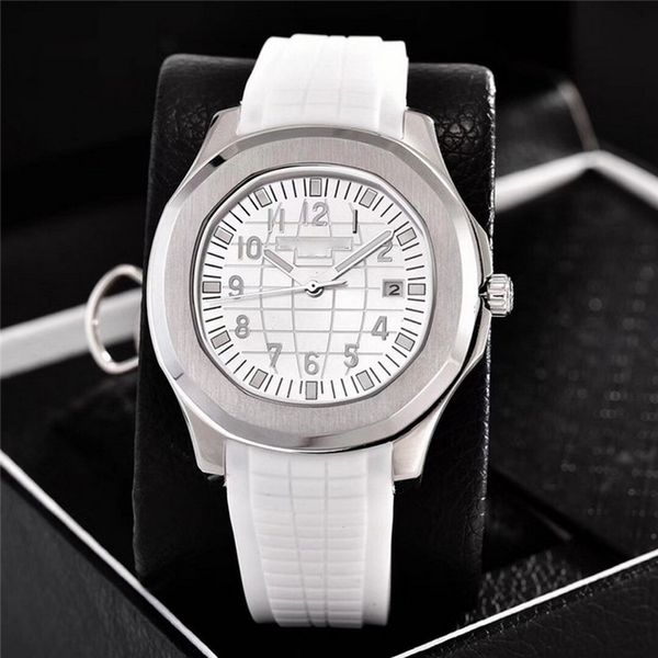 

8 styles mens silver watches white rubber strap 40mm pp automatic mechanical movement pp watch sapphire ceramic ring waterproof sports wrist, Slivery;brown