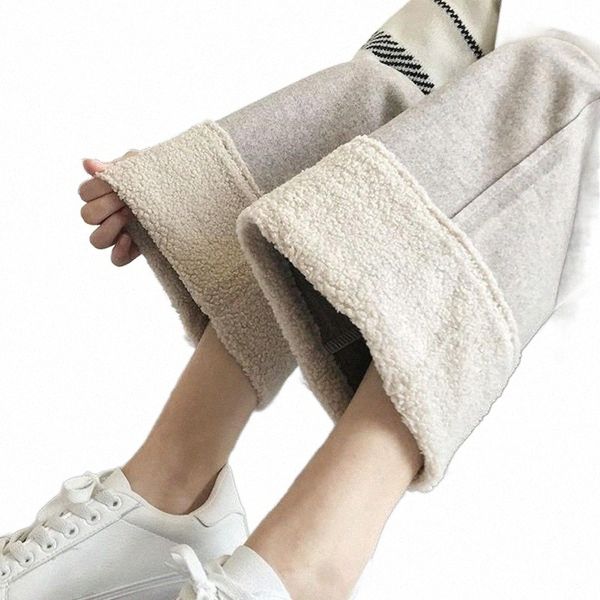 

women's pants & capris women's pants & capris cotton trousers children's autumn and winter thickened plush wear warm loose st, Black;white