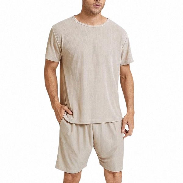

men's tracksuits men's tracksuits men's solid casual sets short sleeve shorts with pockets home wear pajamas suit sleepwear s, Gray