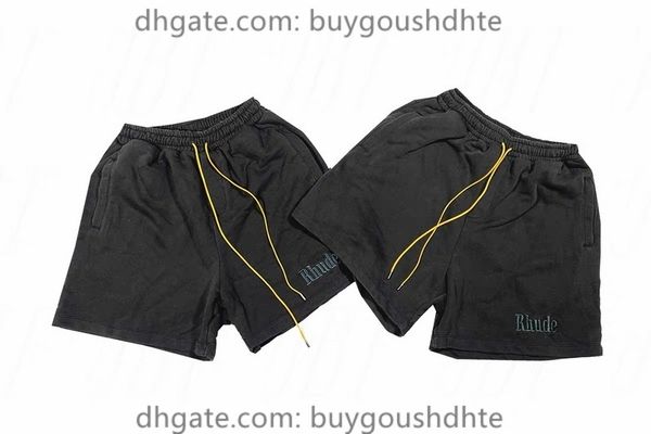 

new rhude shorts men women 1 1 rhude short pants knee length hip hop oversized shorts real picture, White;black