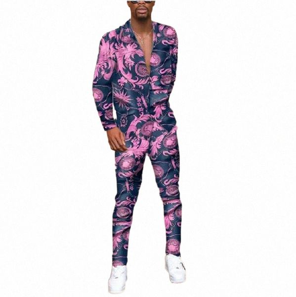 

men's tracksuits men's tracksuits autumn long sleeve button shirt men hawaiian 2 pieces sets printing beach trousers streetwear ca, Gray