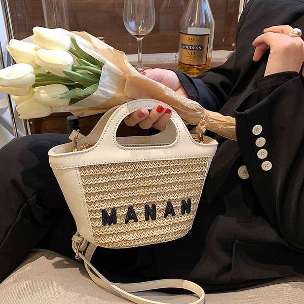 

bags style straw letter portable vegetable basket single shoulder messenger bag wind new vacation bucket purses