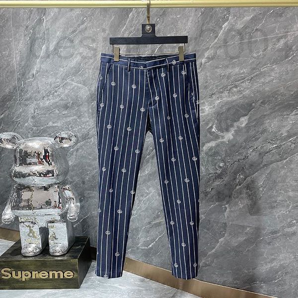 

men's pants designer fashion brand casual pants 2022 spring and autumn new men's versatile striped letter jacquard slim legged tro, Black