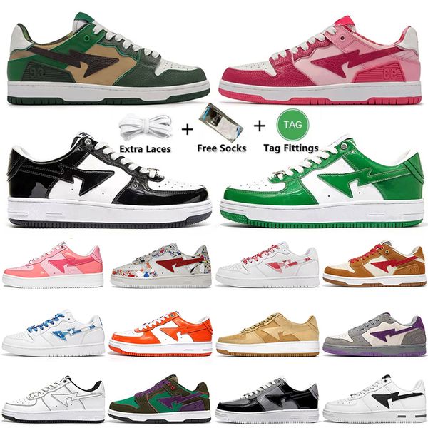 

white mens sk8 bapestaly sk8 sta bapely running shoes ape designer camo black d green red s orange camouflage men women trainers sports