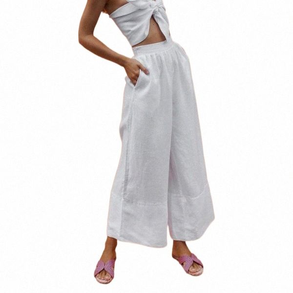 

women's pants & capris high waist cotton linen pants women clothes 2021 fashion boho pocket elastic wide leg loose trousers plus size w, Black;white