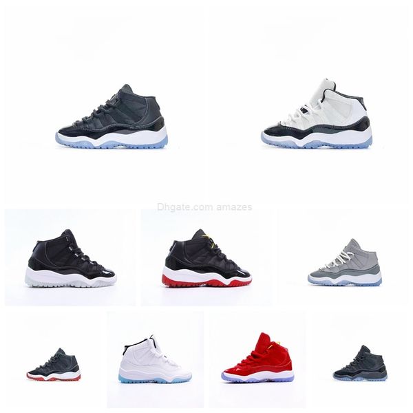 

2022 toddler high basketball shoes 11 retro playoffs bred 378037-061 black white varsity red kids sports girls boys children