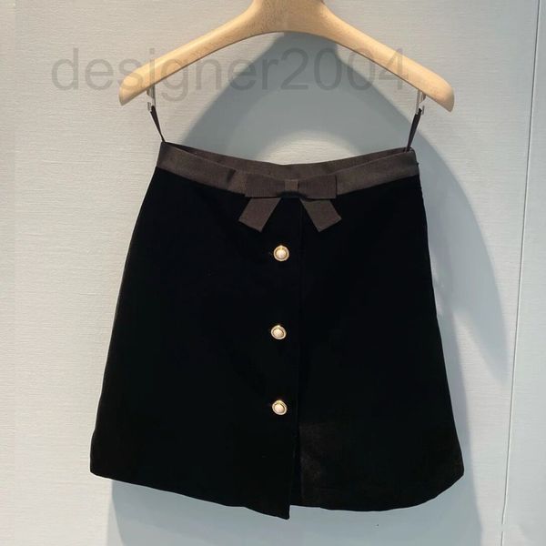 

skirts designer 2022 autumn and winter new black golden velvet skirt heavy industry nail bead high waist temperament a-line miu yn32