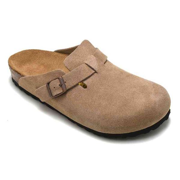 

sandals boston baotou lazy people comfortable anti fur cork leather slippers, Black