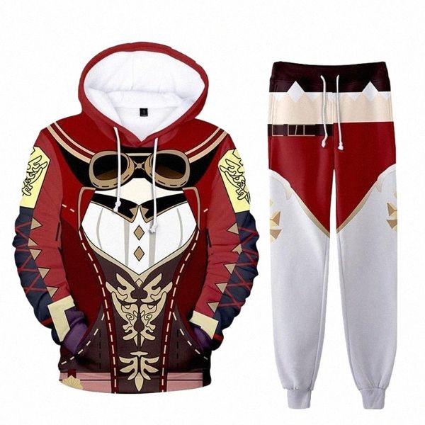 

men's tracksuits men's tracksuits genshin impact autumn and winter 3d cosplay printing harajuku hooded sweater suits for men women, Gray