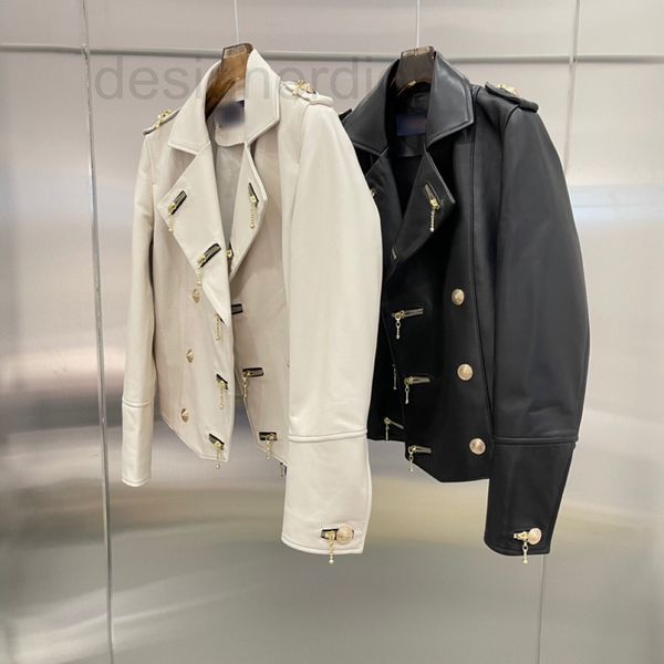 

women's leather & faux designer the same model of rebalu brand in 2021 haining autumn and winter new sheepskin leather motorcycle jacke, Black