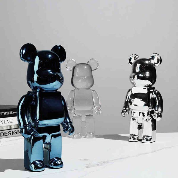 

decorative objects figurines 26cm transparent plating bear statue violence bear sculpture animal ornaments bookshelf living room home decor