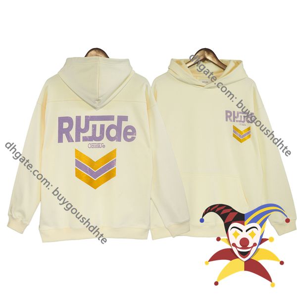 

vintage rhude hoodie men women 1 1 fleece nice washed apricot oversized sweatshirts pulloverre11, Black