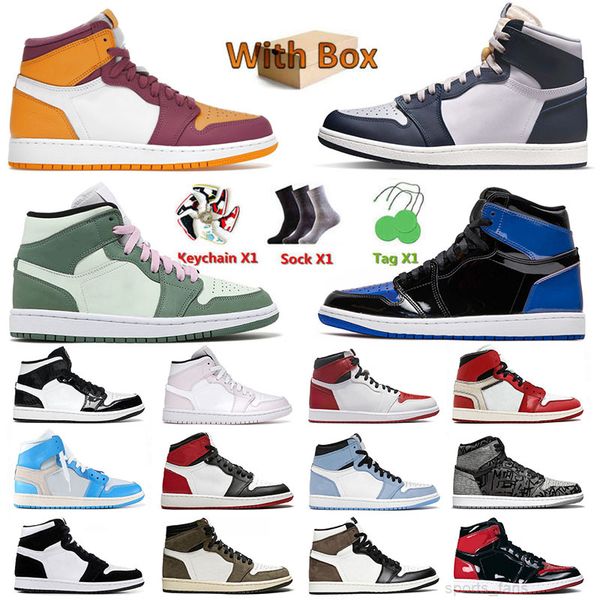 

with box jumpman 1 1s basketball shoes mens womens university blue high panda mid dutch green designer sports sneakers trainers size 36-46