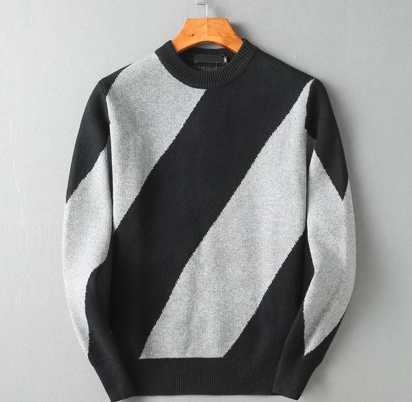 

autumn winter wool sweater color clip knitwear long sleeve loose diagonal stripe youth korean slim sweater handsome bottoming shirt for, White;black