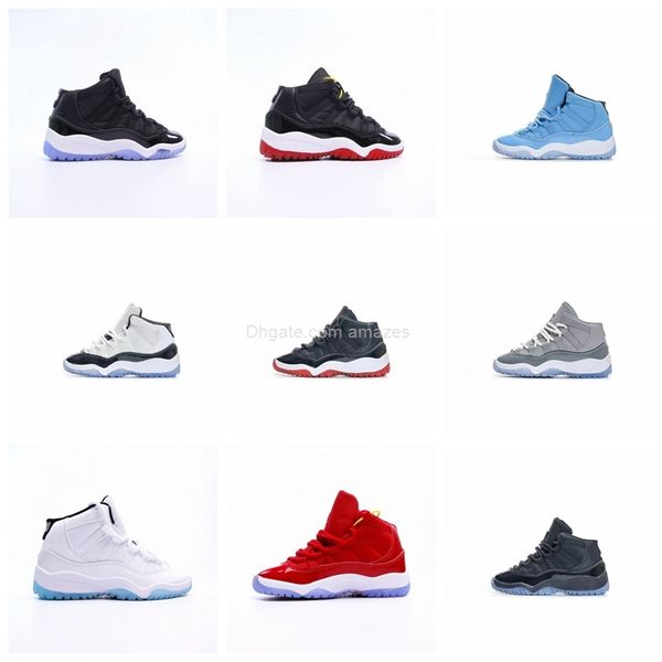 

2022 toddler basketball shoes 11 retro high cool grey 378039-005 medium grey multi color kids sports girls boys children students sneake, Black