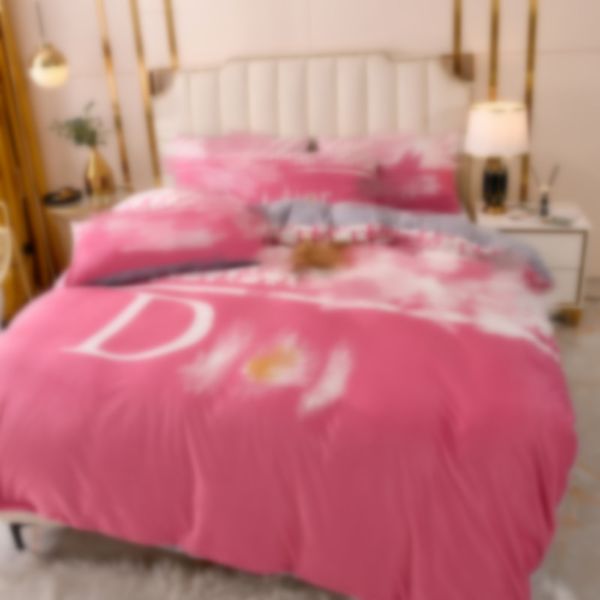 

designer girl's pink flower letter bedding sets thickening winter set warm bed cover bedroom sheet