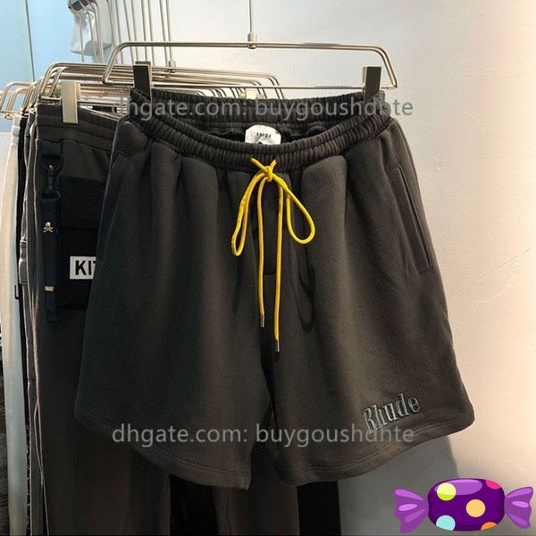 

2022ss embroidery vintage shorts loose drawstring rhude men shorts, White;black