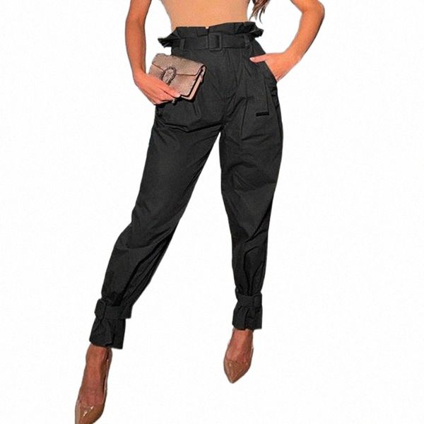 

women's pants & capris women's pants & capris summer pant for women celmia office high waist casual trousers fashion belted cargo, Black;white