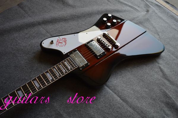 

tobacco burst firebird electric guitar neck through body with bird white pick guard