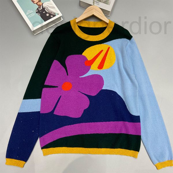 

women's sweaters designer sy round neck flower pattern knitting long sleeve sweater cashmere 2022 new product lazy loose fashion versat, White;black