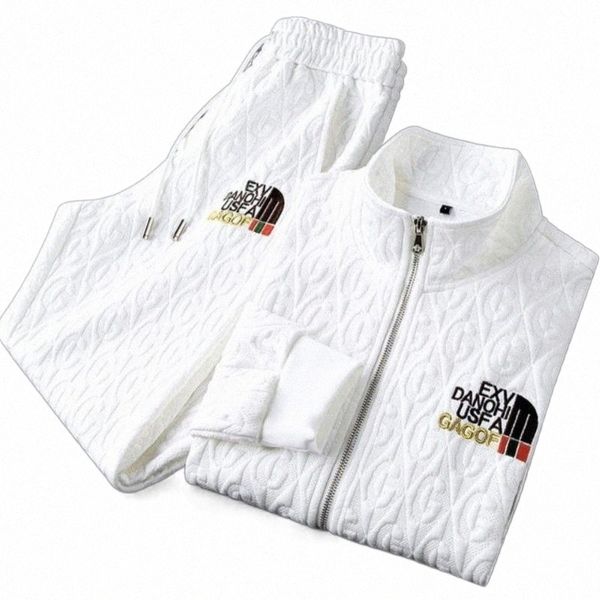 

men's tracksuits men's tracksuits casual men's suit 2022 spring and autumn light luxury coat fashion embroidered jacket pants, Gray