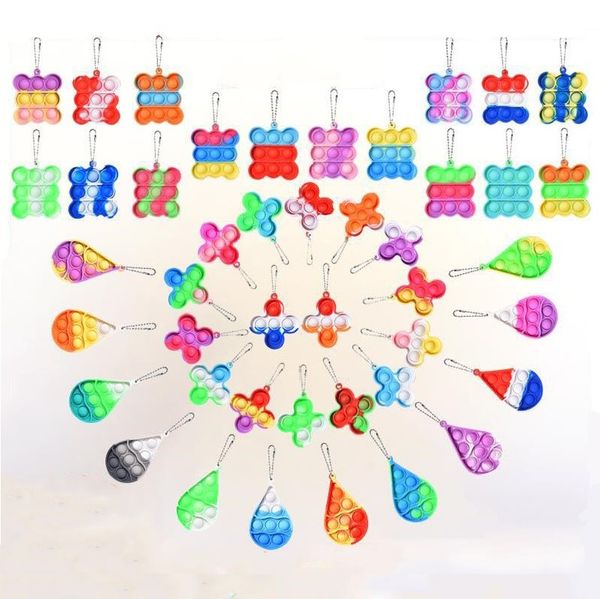 

simple keychain fidget toys push bubble sensory toy key ring water drop children decompression gifts