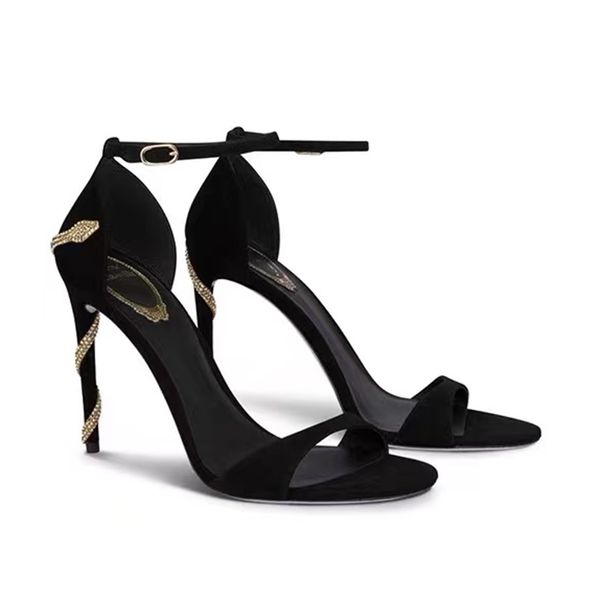 

sandals heel rhinestone sandals embellished evening shoes high heeled designers shoe pumps suede snake strass wraparound stiletto luxury, Black