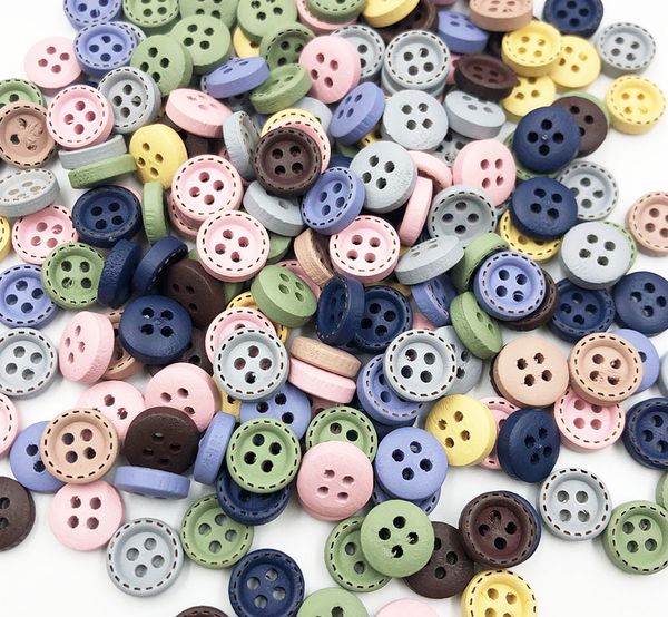 

mini buttons craft tools 1cm mix color wooden sewing button scrapbook round dotted coffee four holes 9mm 1223015
